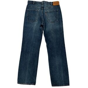 Vintage Levis 505 Orange Tab Jeans Medium Wash Blue 33x30 Leather Patch